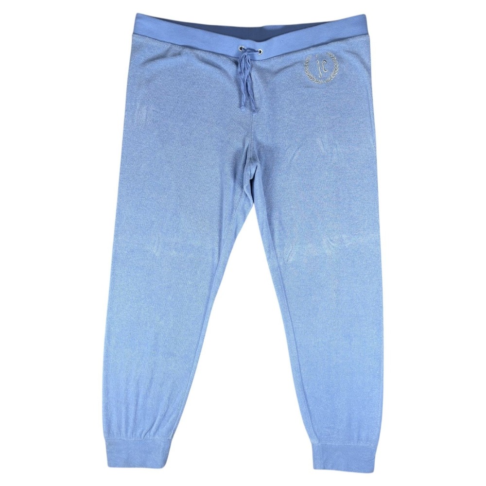 Y2K Juicy Couture Joggers Womens Large Blue Terry Cloth Embroidered Logo
